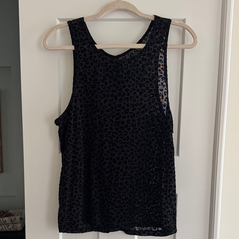ZYIA Black Mesh Leopard Women's Tank Top
